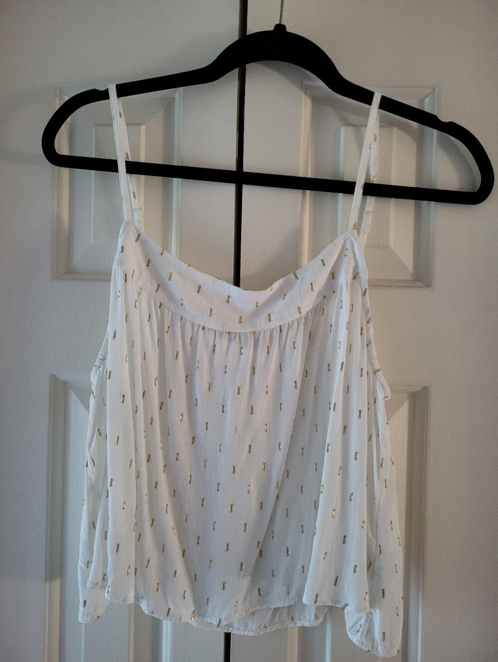 aerie White Camisole with Gold Foil Accents